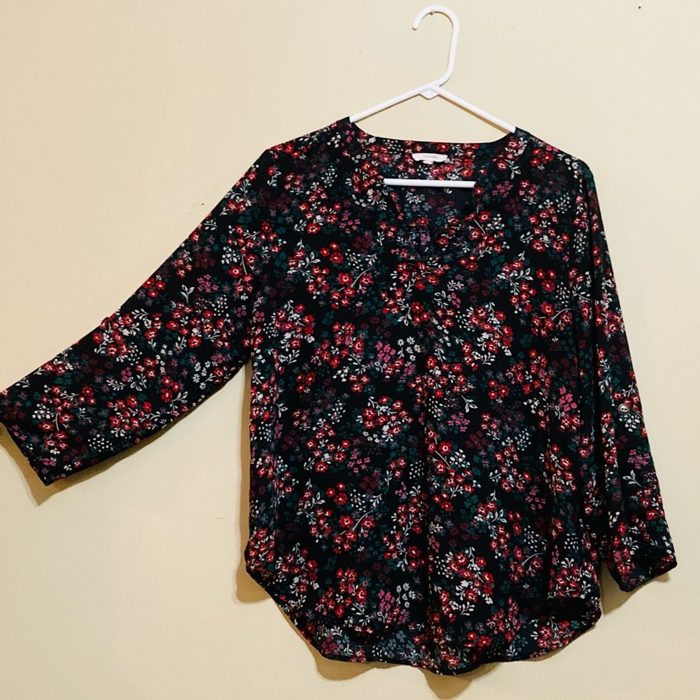 Maurices Black and Red Floral Blouse